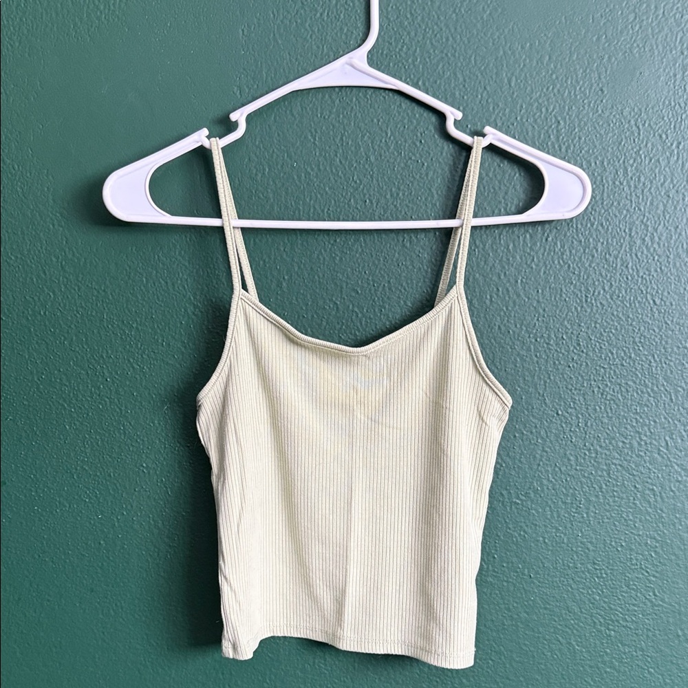 Women's Light Green Ribbed Tank Top